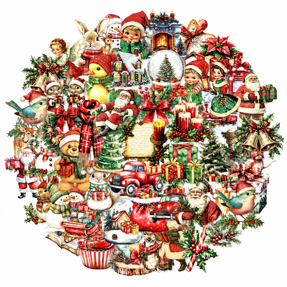50pc Retro Christmas Stickers