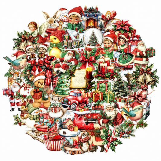 50pc Retro Christmas Stickers